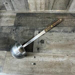 VTG‼ Utica American Maid 12.25" Stainless Ladle Wood Handle USA Made • VG‼